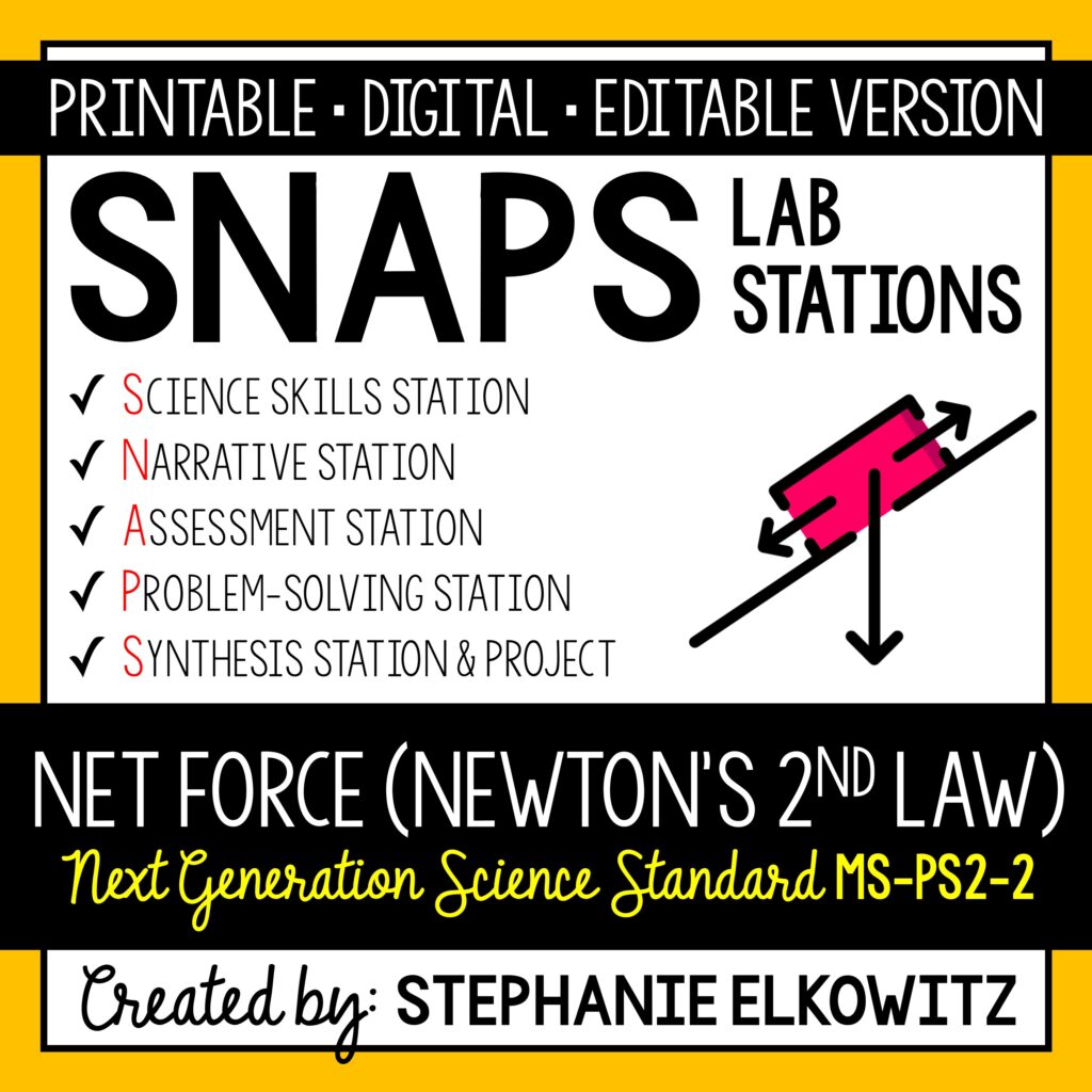 MS-PS2-2 Net Force and Newton's Second Law Lab | Stephanie Elkowitz