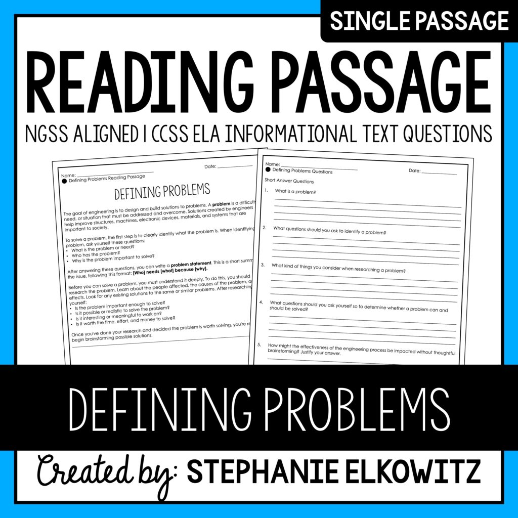 Defining Problems Reading Passage | Stephanie Elkowitz