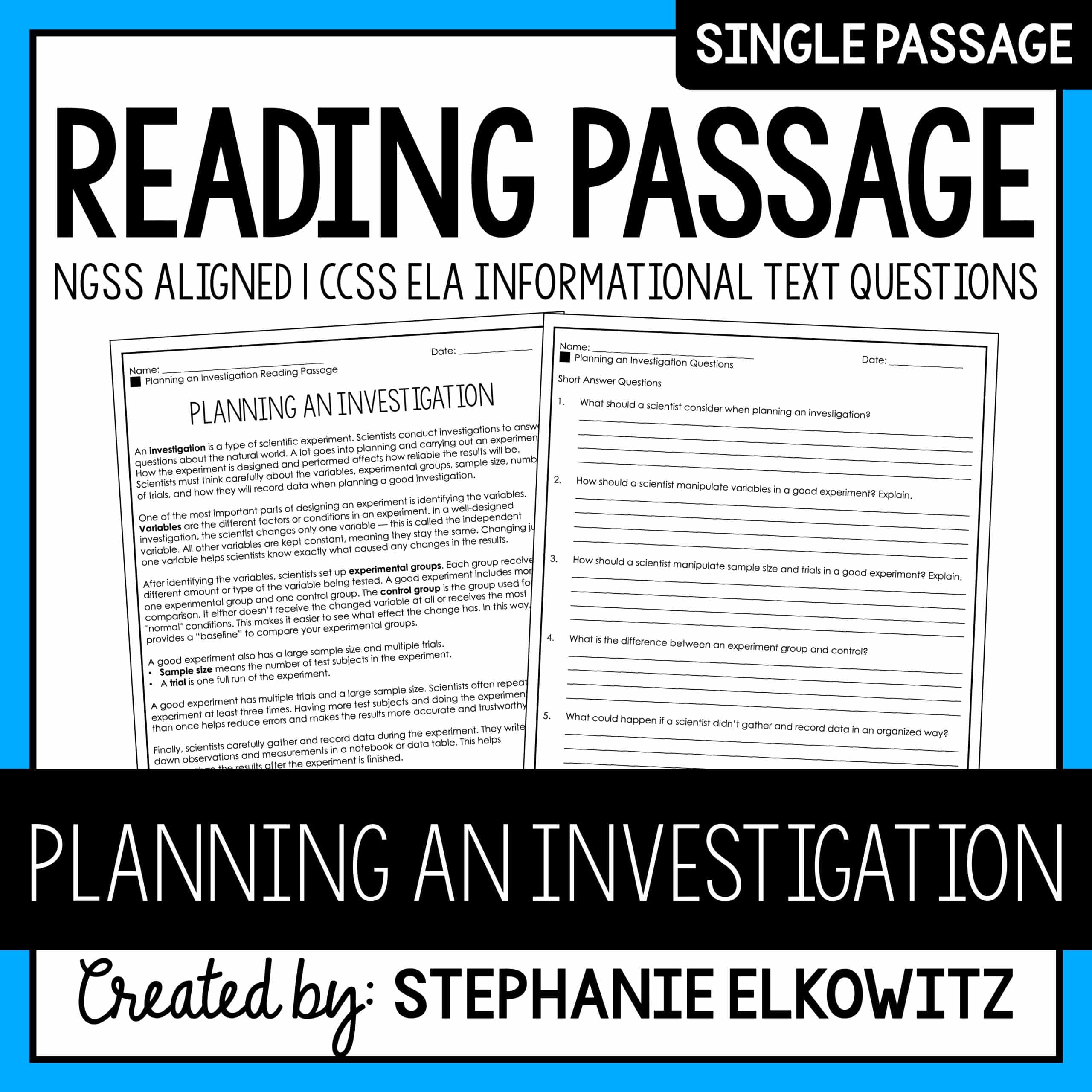 Planning an Investigation Reading Passage