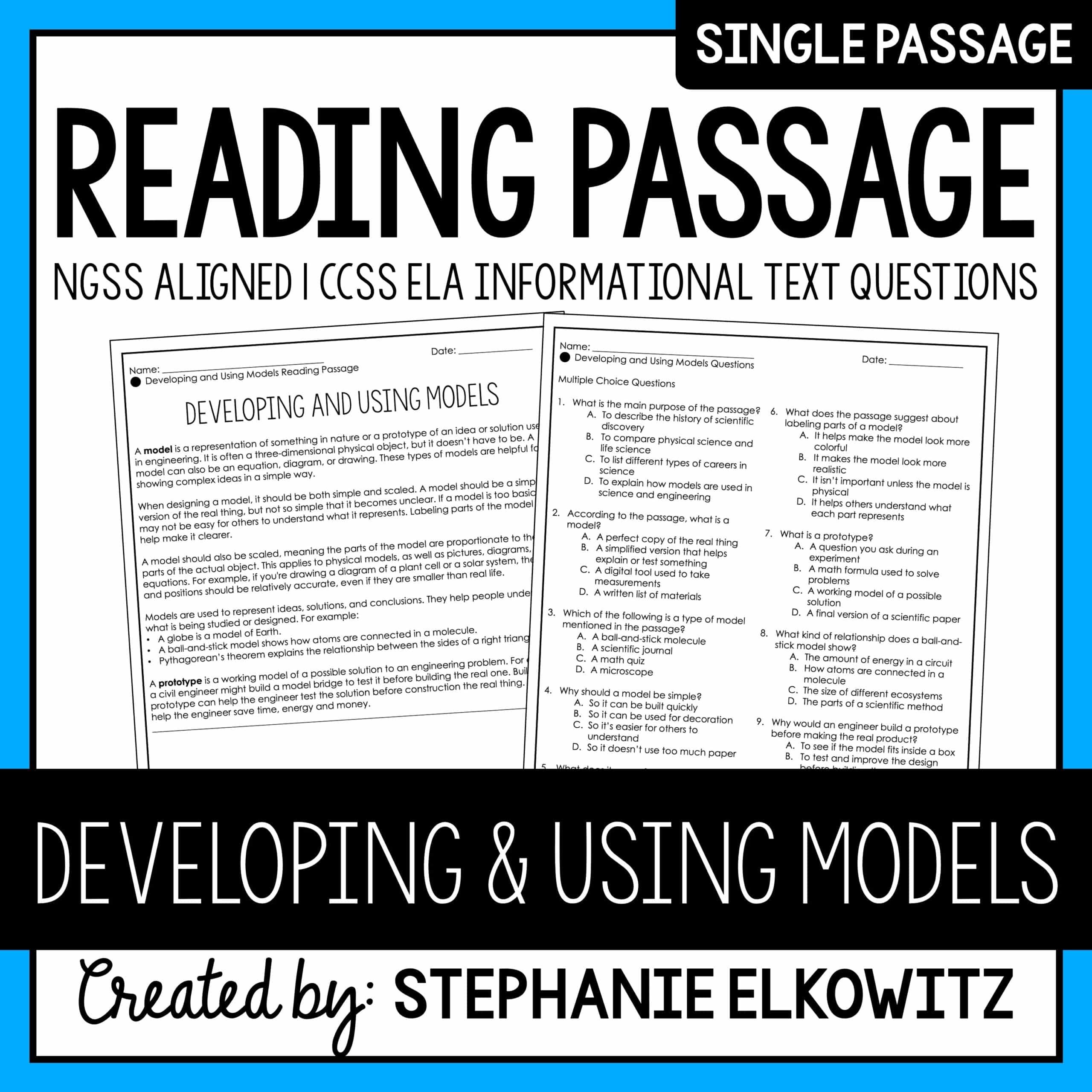 Developing and Using Models Reading Passage