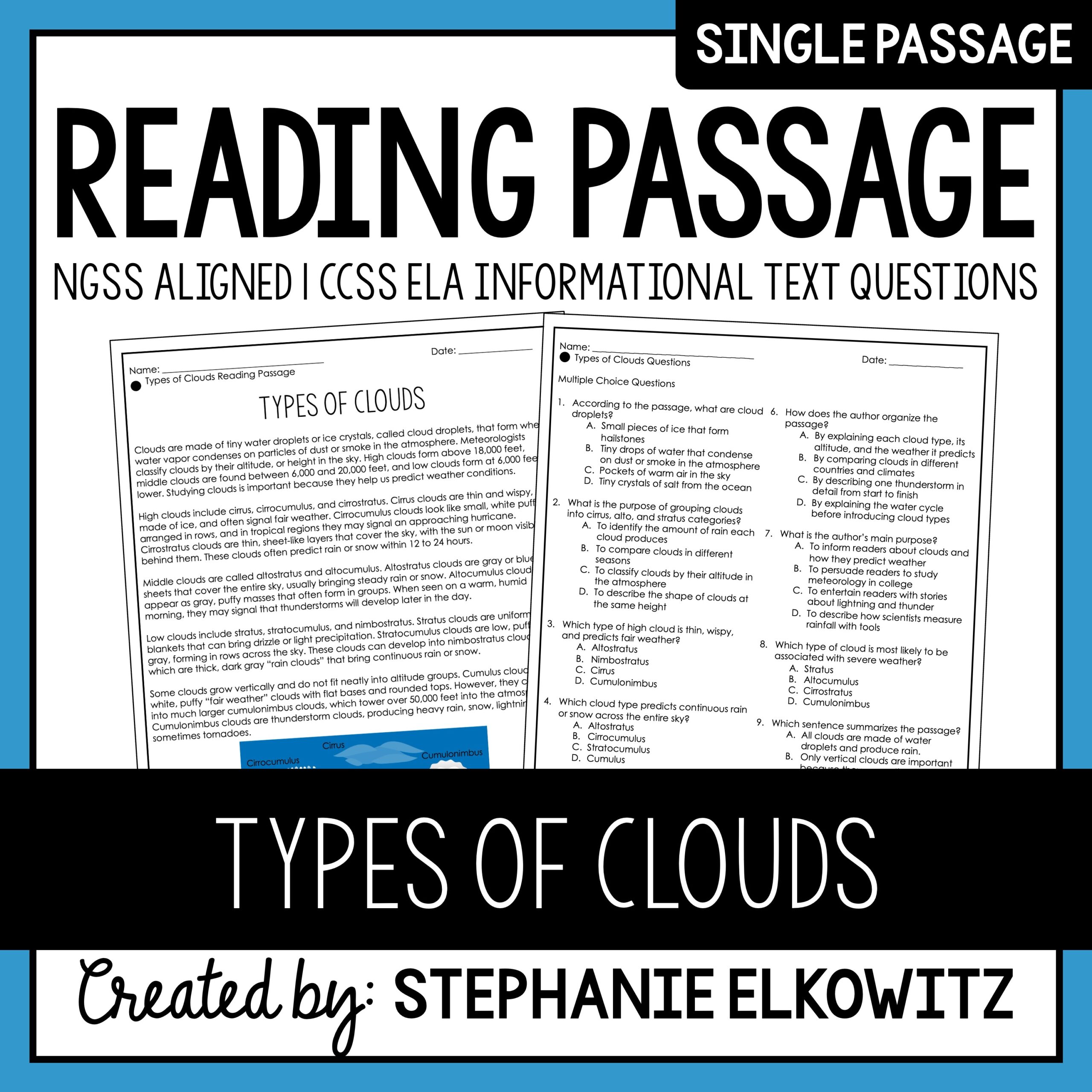 Types of Clouds Reading Passage