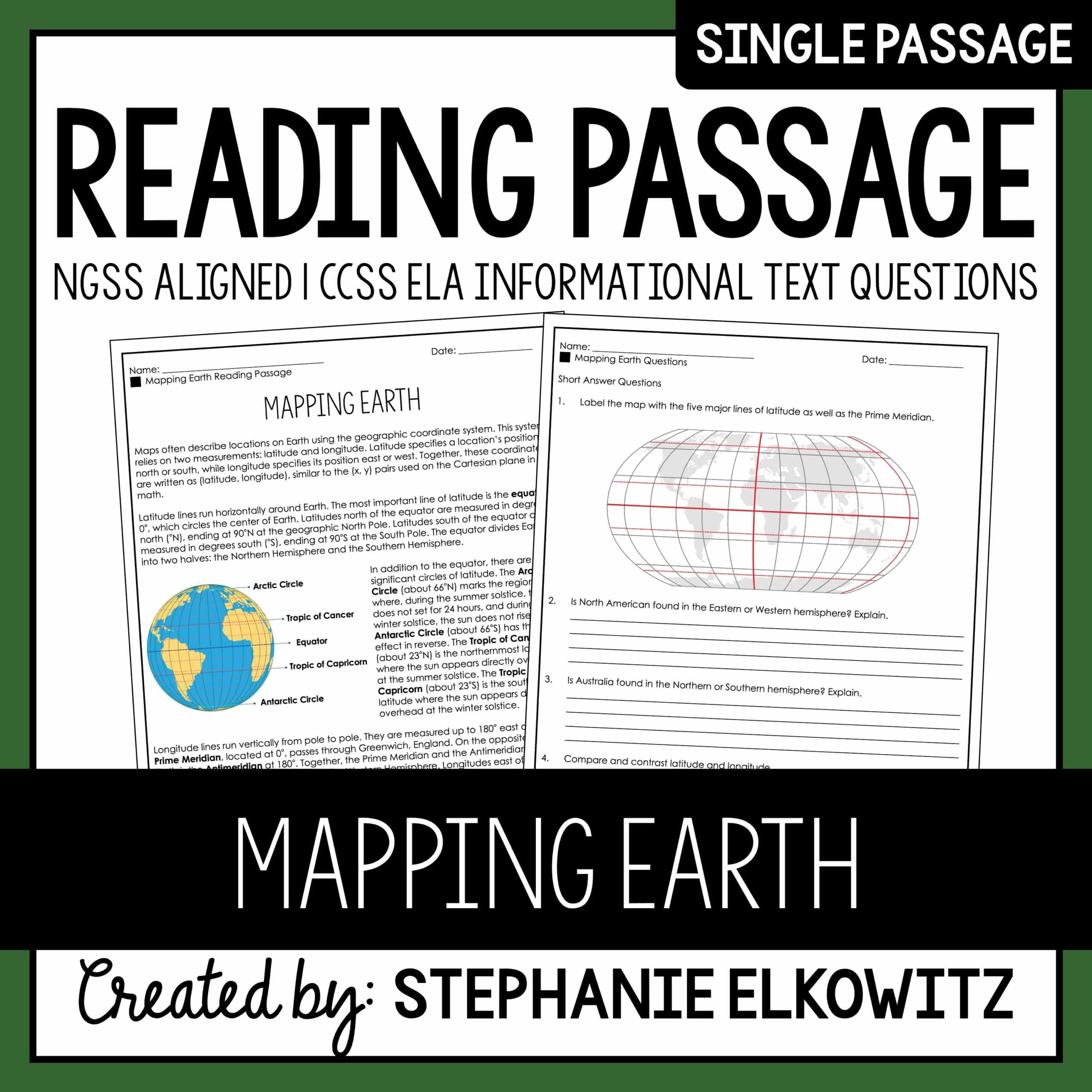 Mapping Earth (Latitude and Longitude) Reading Passage