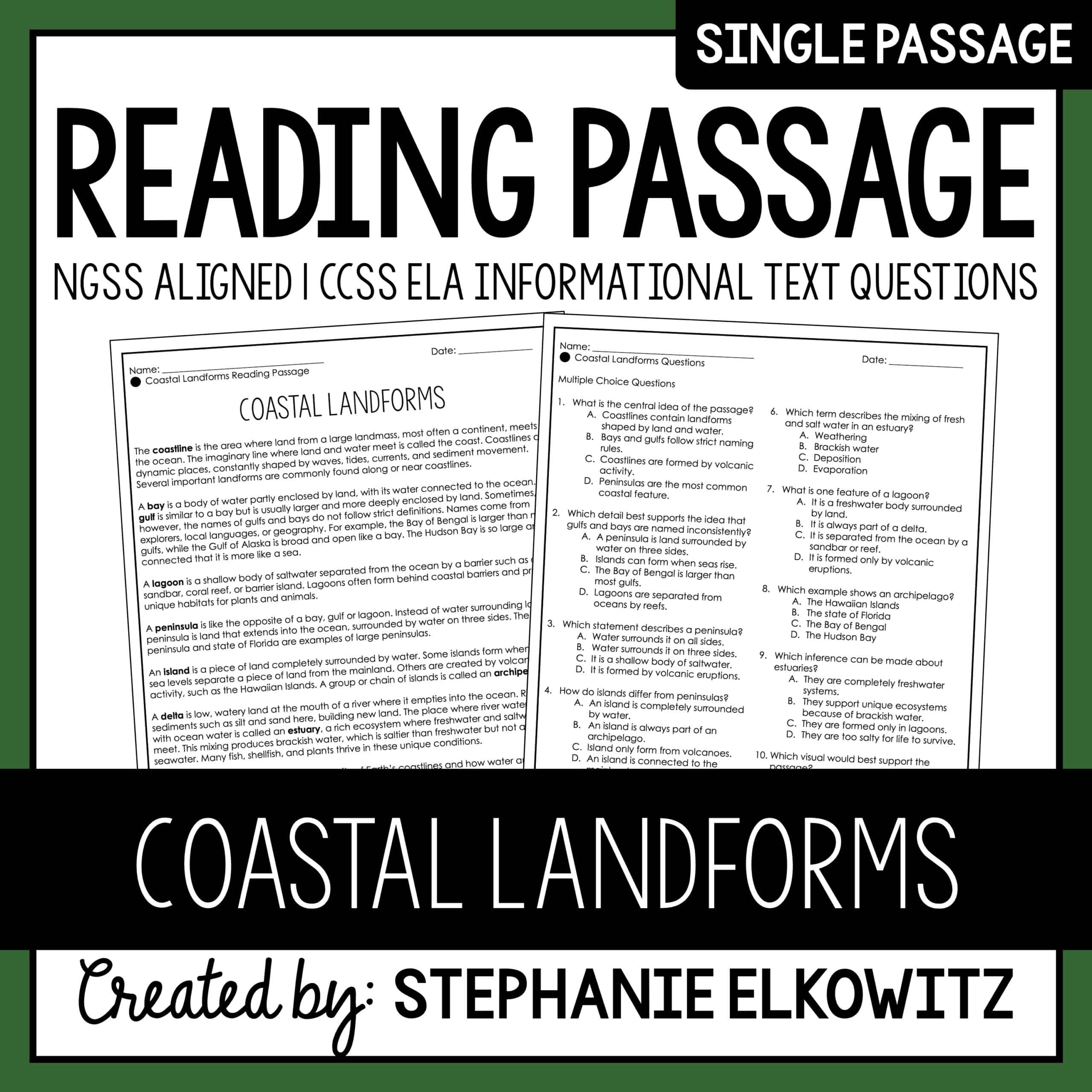Coastal Landforms Reading Passage