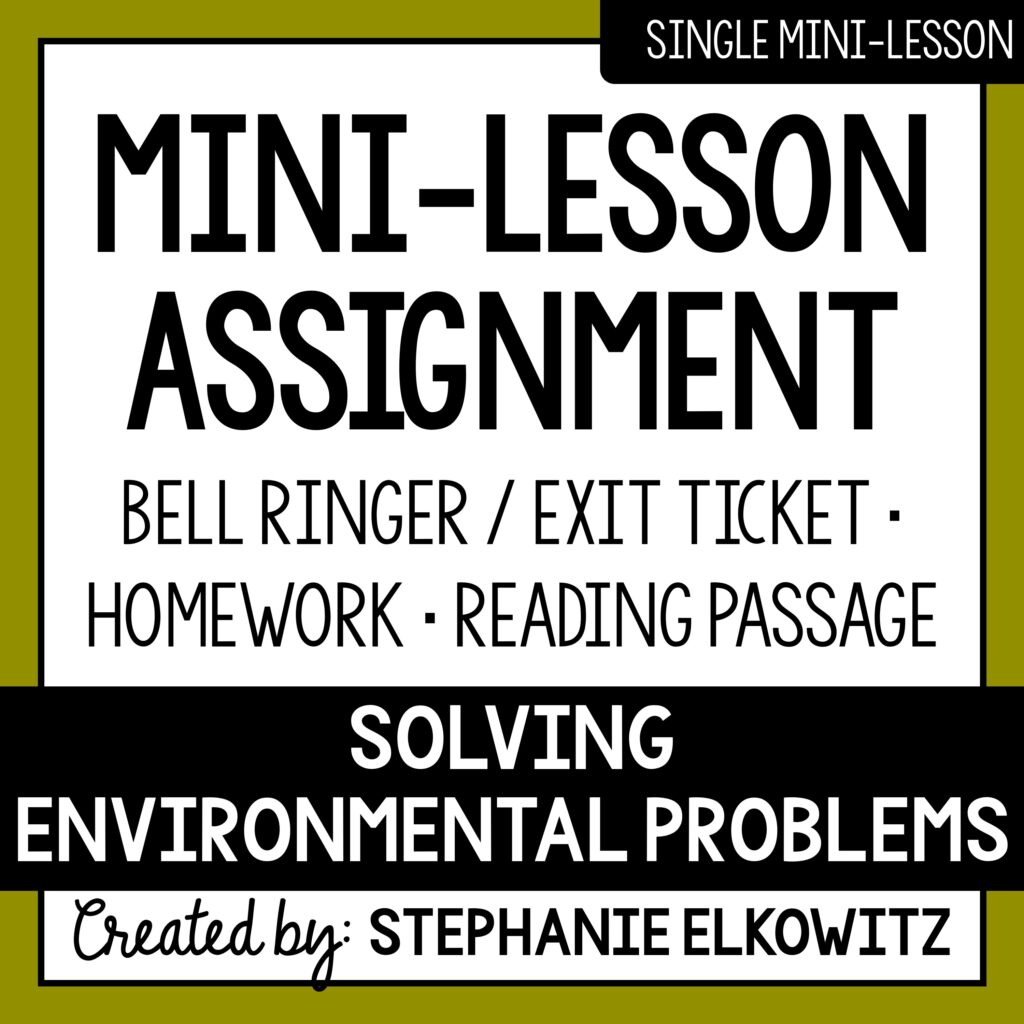 Solving Environmental Problems Mini Lesson | Sub Plans | Stephanie Elkowitz