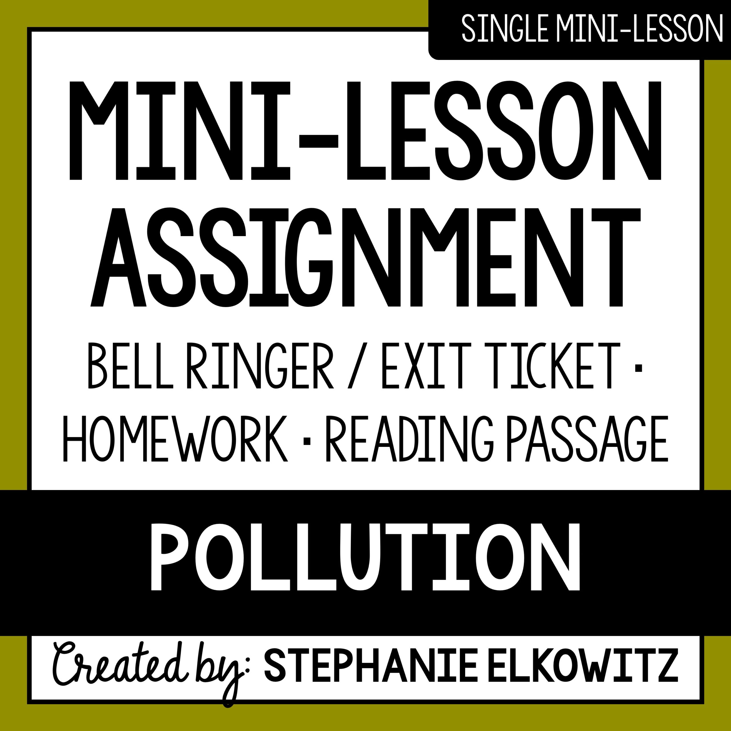 Pollution Mini Lesson | Sub Plans
