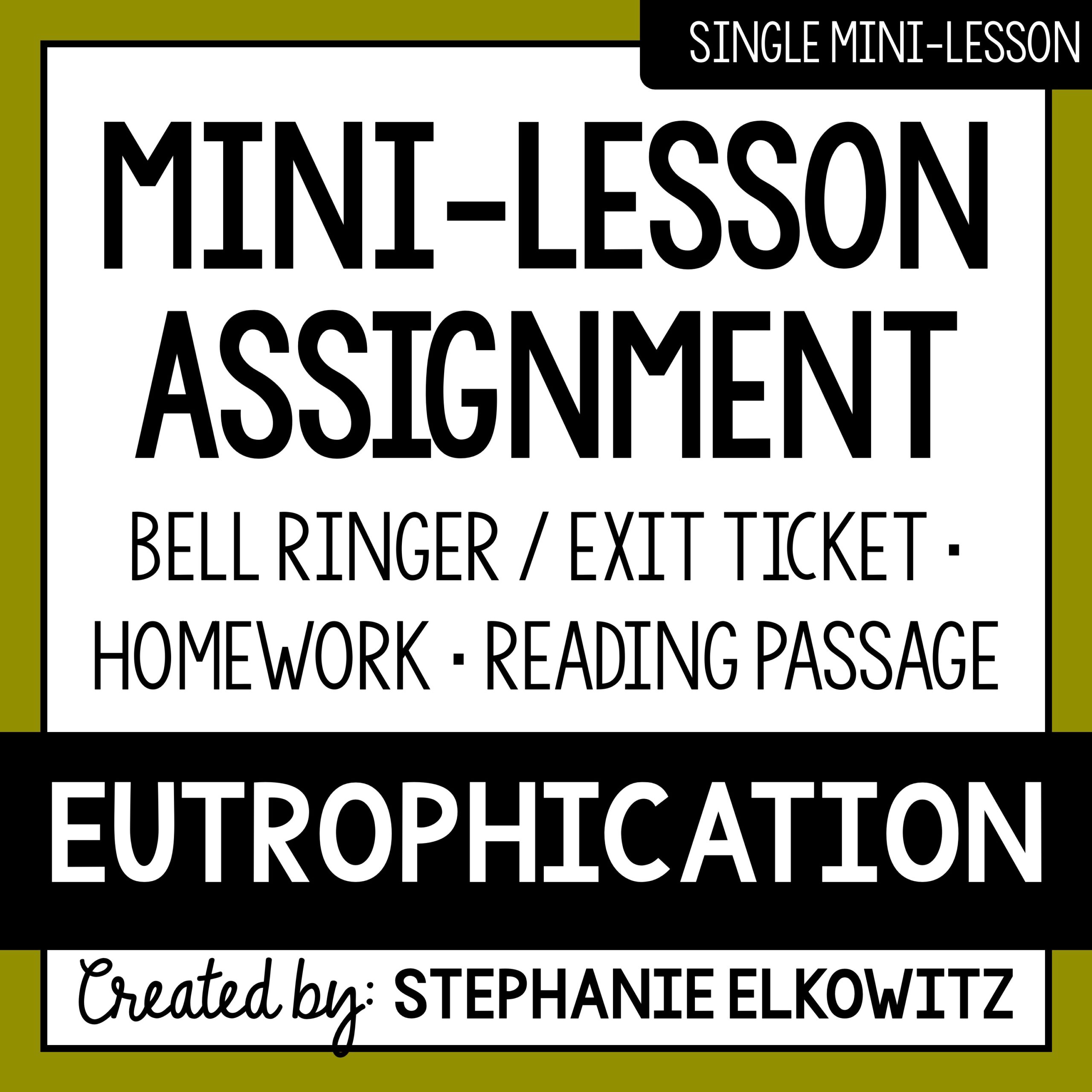 Eutrophication Mini Lesson | Sub Plans