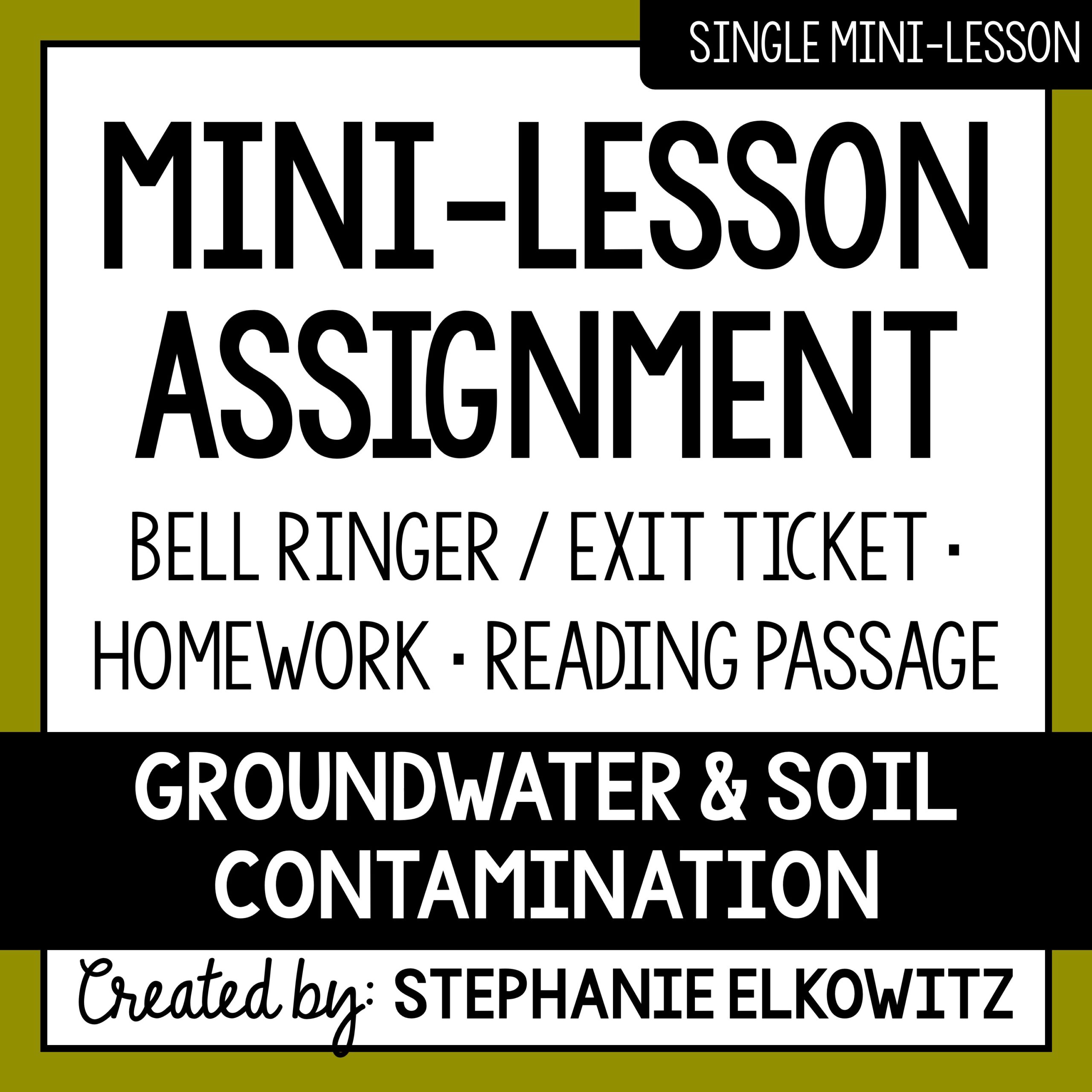Groundwater and Soil Contamination Mini Lesson | Sub Plans